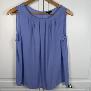 Talbots Tank Top Women's Size 12 Silk Sleeveless Pleated Neck Blouse Periwinkle